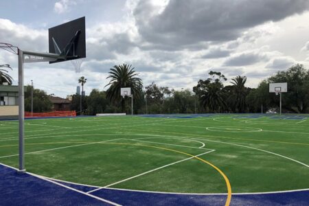 24235 Reversible Basketball / Netball Tower 1.8m Outreach - Hot Dipped Galvanised