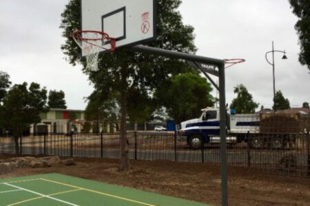 24235B Reversible Basketball / Netball Tower 2.4m Outreach - Hot Dipped Galvanised